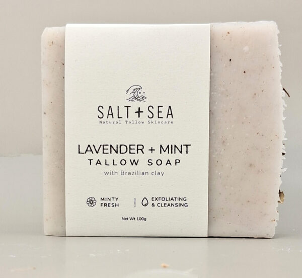 lavender and mint tallow soap with bentonite clay
